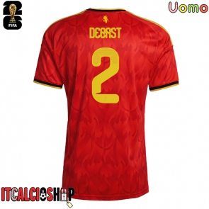 Belgio Zeno Debast #2 Prima Maglia Mondiali 2026 Manica Corta